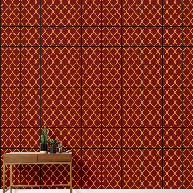 luxuriöse Geometrie von Red und Gold 2 Tapete (Korridor)