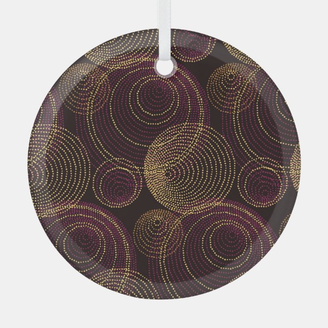 Luxuriöse geometrische Gold Print Ornament Aus Glas (Vorderseite)