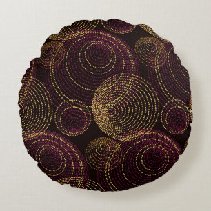 Luxuriöse geometrische Gold Print Rundes Kissen