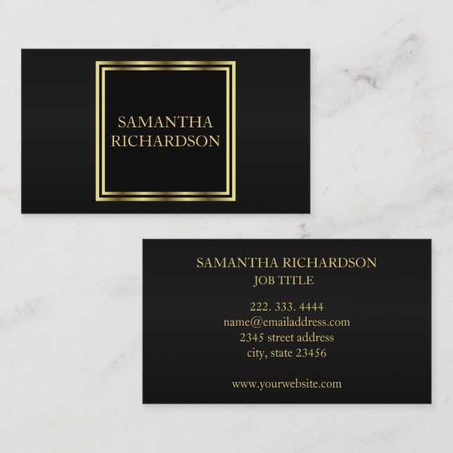 Luxuriöse geometrische Schwarz-Gold-Beruflich Visitenkarte (Vorne/Hinten)