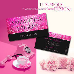 Luxuriöse Girly Pink Glitzer Luminöse Sterne auf Visitenkarte