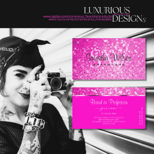 Luxuriöse Girly Pink Glitzer Luminous Stars Initia Visitenkarte