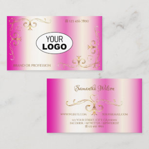 Luxuriöse Girly Pink Gold Verziert Corners mit Log Visitenkarte