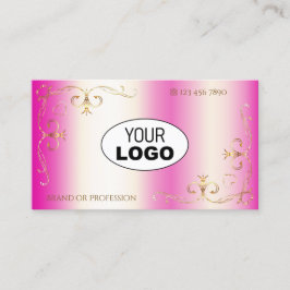 Luxuriöse Girly Pink Gold Verziert Corners mit Log Visitenkarte