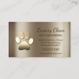 Luxuriöse Glam Gold Metallic Dog Paw Grooming Serv Visitenkarte