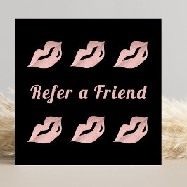 Luxuriöse Glam Gold Rose Lips & Black Refercard Terminkarte