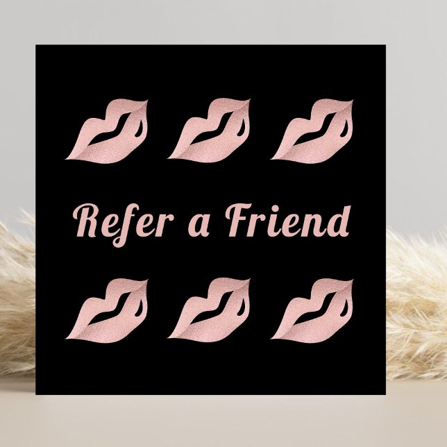 Luxuriöse Glam Gold Rose Lips & Black Refercard Terminkarte (Von Creator hochgeladen)