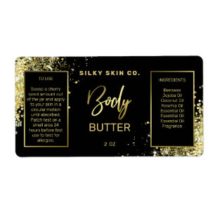 Luxuriöse Glitzer Black and Gold Body Butter Labe