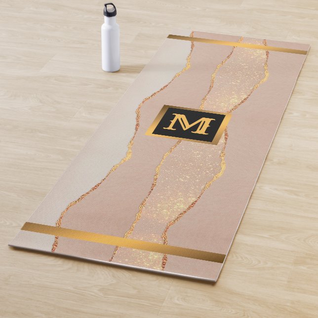 Luxuriöse Glitzer Rose Gold Mit Monogramm Yoga Mat Yogamatte (Beispiel)