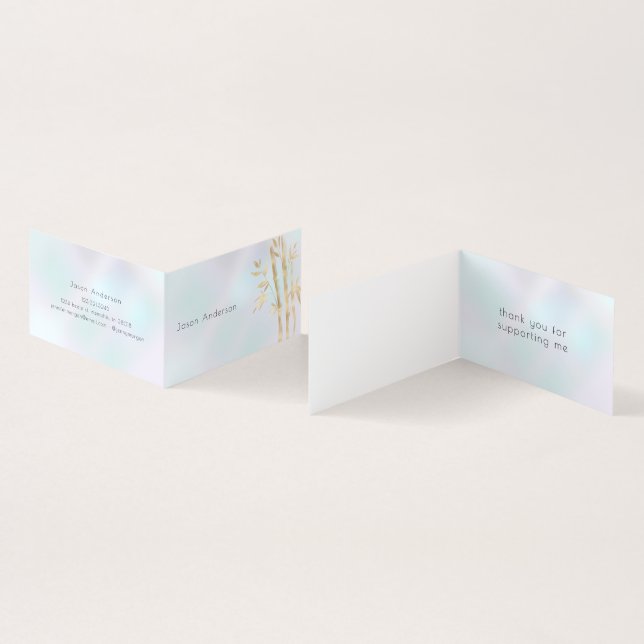 Luxuriöse Gold Bamboo QR Code Business Card Visitenkarten (Innenseite und Außenseite)