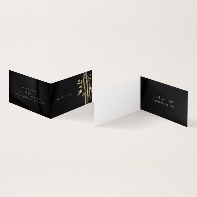 Luxuriöse Gold Bamboo QR Code Business Card Visitenkarten (Innenseite und Außenseite)