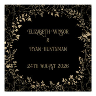 Luxuriöse Gold & Black Sepia Bloral Finish Poster