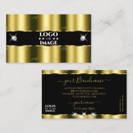 Luxuriöse Gold Black Sparkling Diamonds mit Logo Visitenkarte