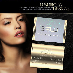 Luxuriöse Gold-Blau-Perl-Glitter und 3D-Initialen Visitenkarte