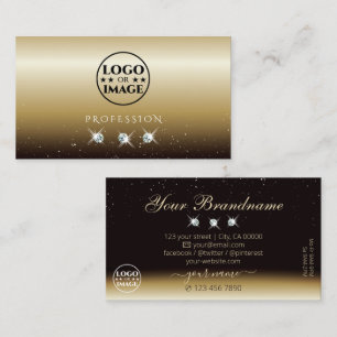 Luxuriöse Gold Brown-Sparkling-Diamanten mit Logo Visitenkarte