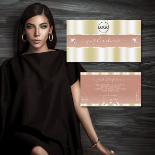 Luxuriöse Gold Coral Sparkling Diamonds mit Logo Visitenkarte