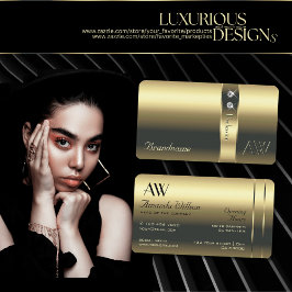 Luxuriöse Gold Decorative Shiny Diamonds Initialen Visitenkarte