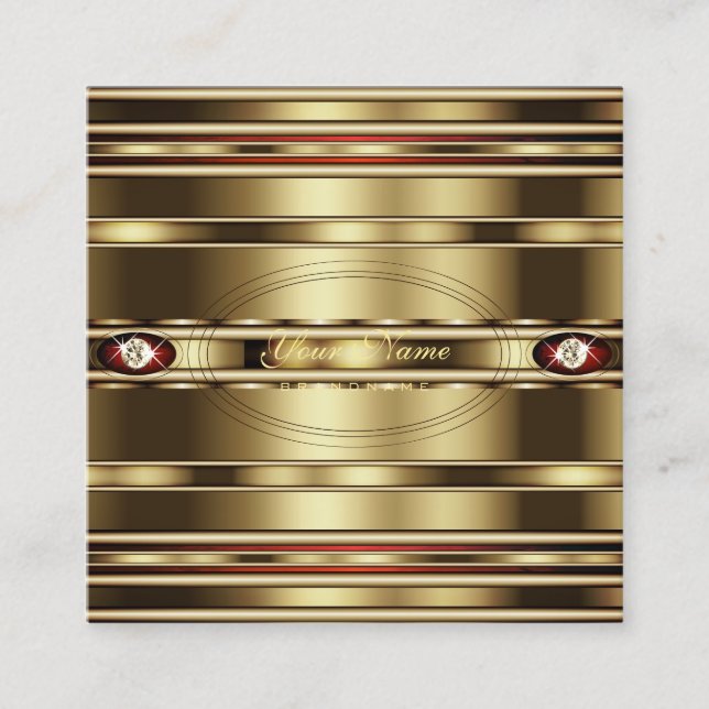 Luxuriöse Gold Effect Red Marble Imitate Rhineston Quadratische Visitenkarte (Vorderseite)