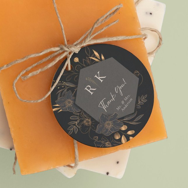 Luxuriöse Gold Floral Monogram Wedding Vielen Dank Geschenkanhänger (Von Creator hochgeladen)