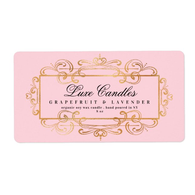 Luxuriöse Gold Foil Wirbel Elegantes Rosa Produkt (Vorne)