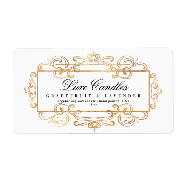 Luxuriöse Gold Foil Wirbel Elegantes Weißes Produk (Vorne)