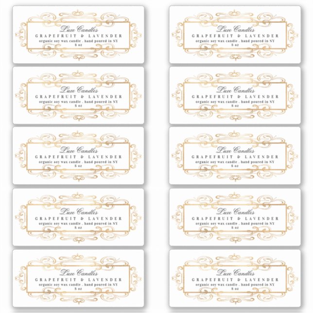 Luxuriöse Gold Foil Wirbel Elegantes Weißes Produk Aufkleber (Vorderseite)