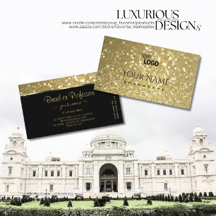 Luxuriöse Gold Glitzer Luminous Sparkle Stars Logo Visitenkarte