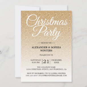 Luxuriöse Gold Glitzer Ombre Party Einladung