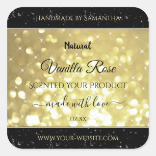 Luxuriöse Gold Glitzer Sparkle Stars Produktetiket Quadratischer Aufkleber