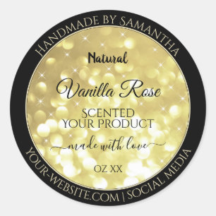 Luxuriöse Gold Glitzer Sparkle Stars Produktetiket Runder Aufkleber
