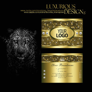 Luxuriöse Gold Glitzer Stars Diamonds und Logos Visitenkarte