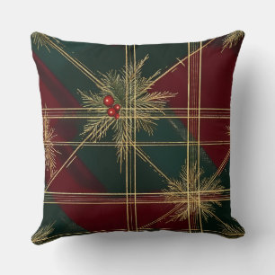 Luxuriöse Gold & Green Christmas Throw Kissen