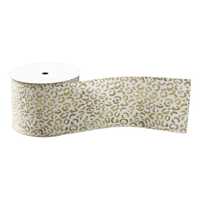 Luxuriöse Gold Leopard Print stilvoll Ripsband (Spule)