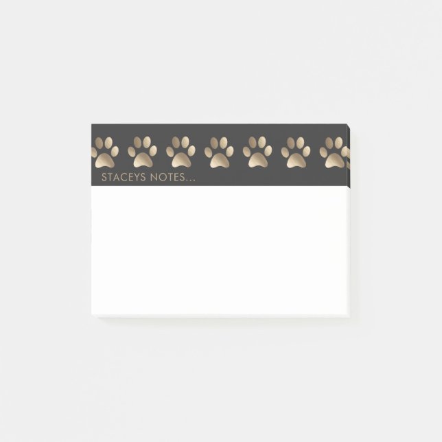 Luxuriöse Gold Paw Print Animal Lover Post-it Klebezettel (Vorderseite)