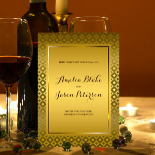 Luxuriöse Gold Rhombus Carving Pattern Hochzeit Einladung