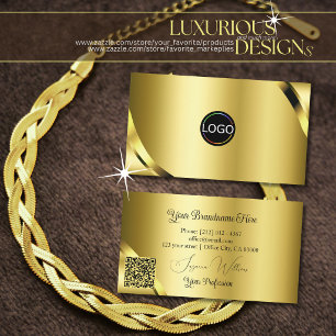 Luxuriöse Gold-Schimmer-Ecken mit Logo QR-Code Visitenkarte