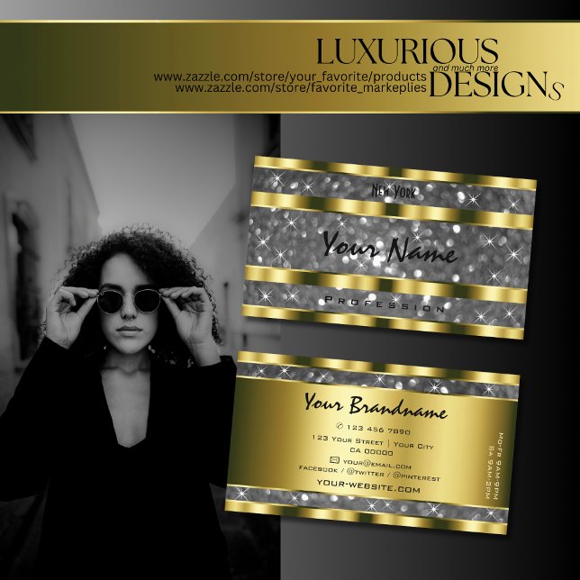 Luxuriöse Gold Silver Glitzer Stars Noble Superb Visitenkarte (Von Creator hochgeladen)