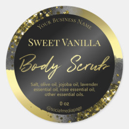 Luxuriöse Gold- und Black Glitzer Body Scrub Label Runder Aufkleber
