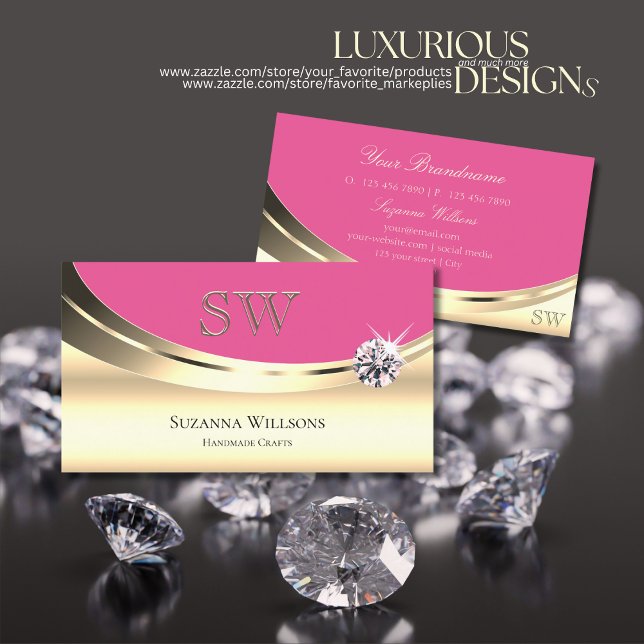 Luxuriöse Gold und Pink mit Monogram Luxe Diamond Visitenkarte (Von Creator hochgeladen)