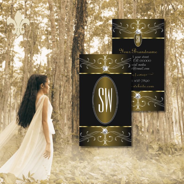 Luxuriöse Gold- und Schwarz-Verzierte Ornamente Visitenkarte (Von Creator hochgeladen)
