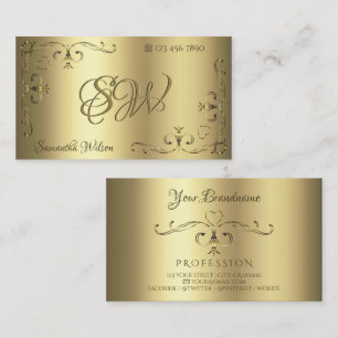 Luxuriöse Gold Verziert Corners mit Initials Golde Visitenkarte