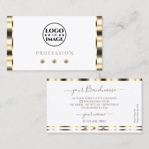 Luxuriöse Gold White Sparkling Diamonds mit Logo Visitenkarte