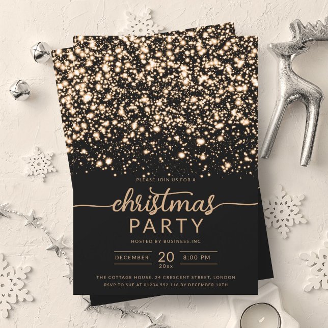 Luxuriöse Gold Winter Shiny Stars Company Xmas Einladung (Luxurious Gold Winter Shiny Stars Company Xmas Invitation)