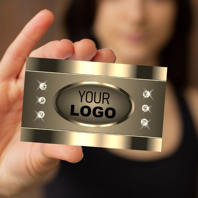 Luxuriöse Goldbraun mit Strass Stones und Logo Visitenkarte (Von Creator hochgeladen)