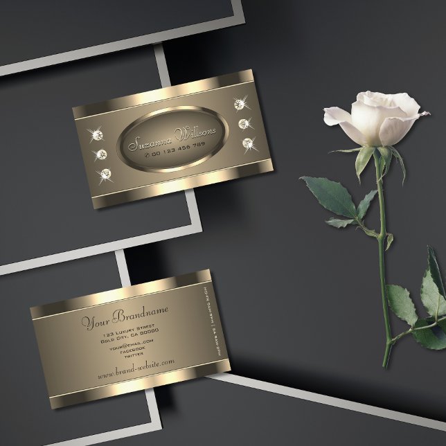 Luxuriöse goldbraune Ovalform und Strass Stones Visitenkarte (Von Creator hochgeladen)