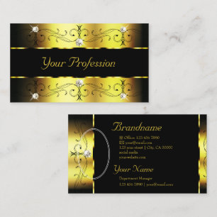 Luxuriöse Golden Black Verziert Borders Juwelen mi Visitenkarte