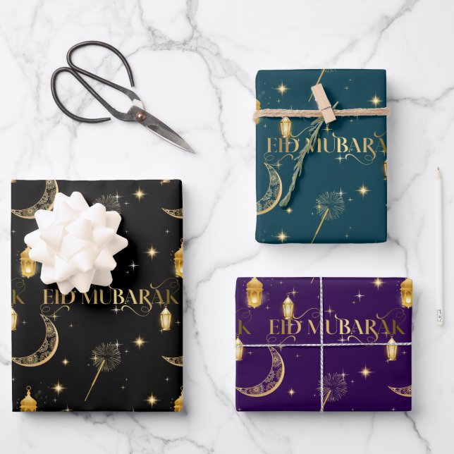 Luxuriöse Golden Eid Geschenkpapier Blätter (Vorderseite)