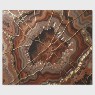 Luxuriöse Golden Kintsugi Achat Scheibe Mineral Geschenkpapier