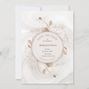 Luxuriöse Golden Line Art Blumenrahmen Hochzeit In Einladung