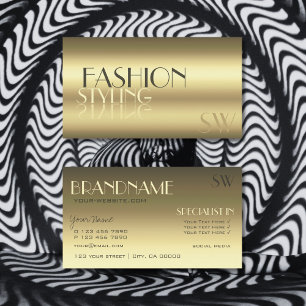 Luxuriöse Golden Modern Mirror Letters mit Monogra Visitenkarte